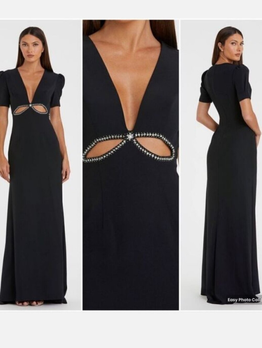 NWT Mac Duggal Ieena Puff SleeveBlack Cut Out Gown Dress # 2630 Size 6